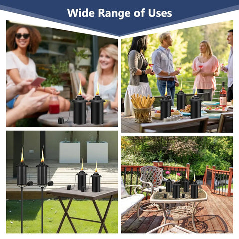 Six Pack Citronella Torch Replacement Canisters 16 Oz Refillable Torches With Wicks for outdoor parties and garden use.