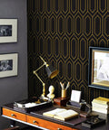 Geometric Gold And Black Peel And Stick Wallpaper Self Adhesive Removable Wall Covering For Accent Walls Vinyl Roll