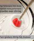 Close-up of Helix Drill Paint Mixer Attachment for 1 Gallon Resin, Epoxy, and Latex Paint, 11.8 Inch Stirrer in a mixing motion