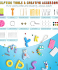 Sculpting tools and accessories from 50 Color Polymer Clay Kit For Kids And Grownups Modeling Clay With Storage Box Oven Bake Clay Set