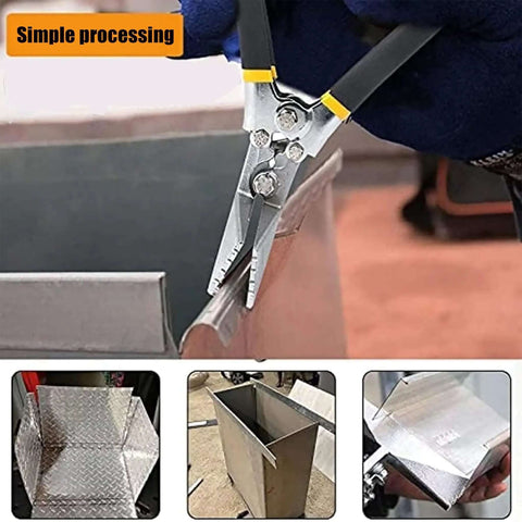Heavy Duty Bending Pliers For Sheet Metal And Copper Aluminum Trim Manual Crimping Pliers Folding Tool in use on metal sheet