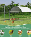 Heavy Duty 12.5 Foot Metal Chicken Coop With Galvanized Walk In Run And Waterproof PE Cover Dome Shaped Poultry Cage in yard
