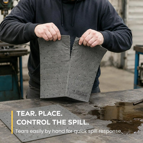 Heavy Duty Universal Absorbent Pads 10 X 13 Inch 100 Pack No Sweat Cleanup Tough As Nails Pads Soak Up Oil Coolant And Hydraulic Fluid Instantly For Garage Shop Or Warehouse Use Without The Hassle