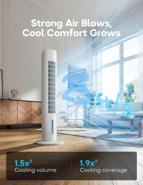 3 in 1 Windowless Portable Air Conditioner And Evaporative Cooler, no window exhaust needed, in a modern living room.