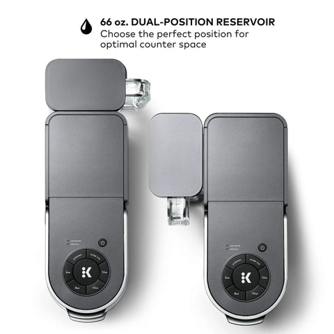 Top view of K Supreme Single Serve K Cup Pod Coffee Maker With MultiStream Technology Delivers Rich Flavor For Every Cup, showing dual-position reservoir.