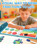 Child using Magnetic Fraction Demonstration Kit For Kids, 51-Piece Set With Fraction Tiles And Circles, STEM Math Toys