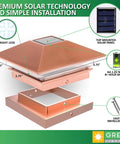 Solar Powered LED Post Cap Lights For 4x4 Wood Or PVC Posts 8 Pack Outdoor Deck And Fence Lighting Fits 4x4 Nominal Posts With Adapter Copper Finish