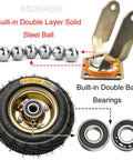 Heavy Duty Rubber Wheel Casters Set Of Four Dead Silent Shock Absorbing Roll Braked Swivel Or Locked Fixed Options Carry 440 Pounds Each Industrial Grade Tires showing wheel, steel ball bearings, and caster components.
