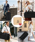 Four In One Rolling Garment Bag For Travel With Wheels Carry On Size Duffle Convertible Suit Carrier in various travel settings