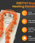 Dryer Heating Element Replacement for Kenmore Whirlpool Maytag Fits 3387747 WP3387747 PS11741416 W11344457 shown close-up