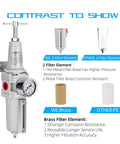 Half Inch NPT High Pressure Air Filter Regulator Combo With T Handle And Semi Auto Drain 0 To 300 Psi Gauge Metal Bowl 141 SCFM