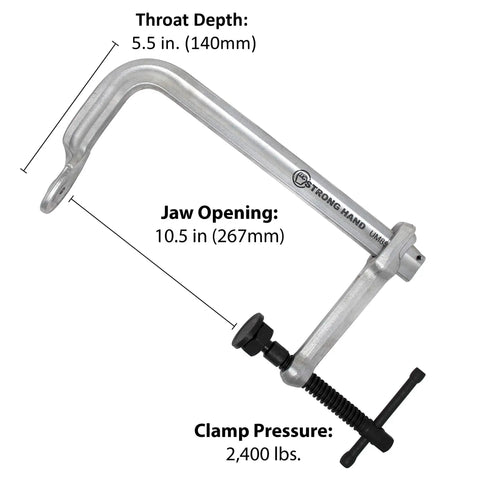 Beefy Regular Duty Bar Clamp 10-1/2 Inch Capacity With 2400 LBS Clamping Force 5-1/2 Inch Throat Depth Metallic UM105