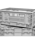 Must-Have Collapsible Utility Crates Set Of 3 Grey 15.8L Stackable Folding Storage Bins showcased stacked and collapsed