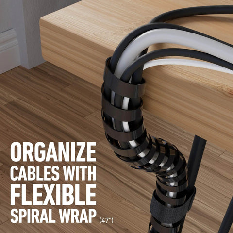 Under Desk Cable Management Kit With Tray, Spiral Wrap, Cable Band And Clips, Simple Install, Clutter Free, Keeps Wires Neat