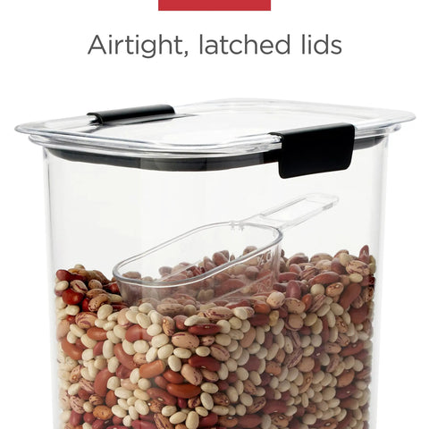 Clear 32oz Cereal Storage Container with Airtight Seal, Shatterproof Tritan, BPA Free, showing latch lid filled with beans