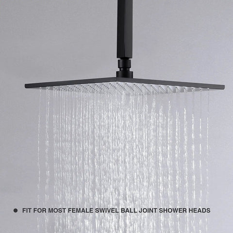 Stainless Steel Square Shower Arm With Flange Ceiling Mounted Extension Pipe Six Inch Length For Rainfall Shower Head