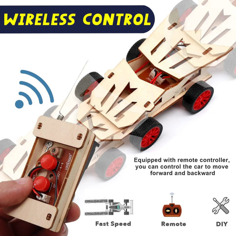 Rockin Build It Solar Car and Remote Control Kit for Kids Aged 8-12 wooden RC car with wireless controller, fast speed feature