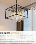 Dope Modern Black Crystal Chandelier With Adjustable Height For Dining Room Living Room Kitchen Island Entryway And Hallway