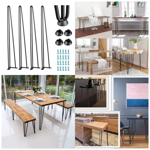 30 Inch Heavy Duty Hairpin Table Legs Set Of 4 With Black Powder Coat Finish For DIY Desks Tables Dining Countertops And Kitchen Surfaces Industrial Modern Hairpin Furniture Legs
