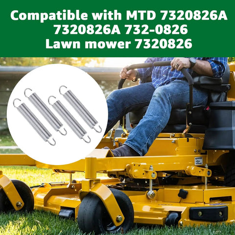 Drive Tensioner Spring 4 Pack For Raptor SD SDX Mowers Replacement Kit Keeps Belts Tight For Smooth Power Transfer 3 Inch By Half Inch Extension Springs Easy Install, compatible with MTD 7320826A