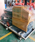Portable Construction Sand Cement Mortar Spraying Machine With Multifunctional Wall Plaster Stucco Pump on wooden pallet.