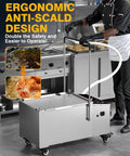 Heavy Duty Commercial Fryer Oil Filter Machine That Goes Hard With No Nonsense Five Layer Filtration For Top Tier Kitchen Cleaning And Smooth Operations. Stainless steel unit with ergonomic design in action.