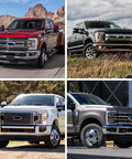 Red Tow Hook Covers for Ford Super Duty F250 F350 F450 2017 2026 Hitch Cover Set, installed on various truck models
