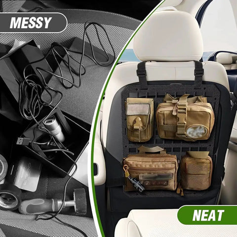 Heavy Duty Molle Panel For Car Seat Back Organizer Storage Rack Compatible With Tesla Cybertruck Accessories, organized storage solutions.