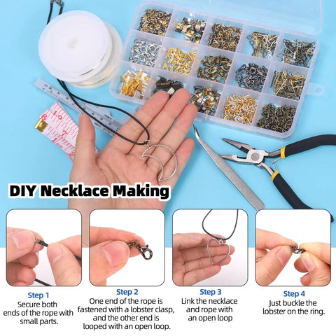All In One Jewelry Making Kit With Pliers, Findings, Beading String And Copper Wire, 1468Pcs For Repair, Creating And Beading