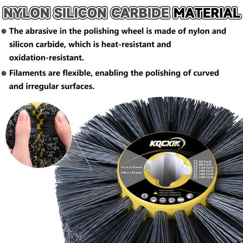 Pro Grade Surface Conditioning Tool 4.7 By 4 Inch Nylon Abrasive Wheel With 60 Grit Silicon Carbide Drum close-up showing material