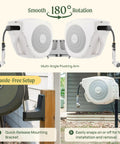 Retractable Garden Hose Reel With Automatic Rewind Easy Setup Wall Mounted 100 Ft Seaweed Green multi-angle pivoting arm view