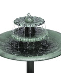 35 Inch Outdoor Pedestal Water Fountain With 3 Tier Cascade, Durable Resin Birdbath For Garden Patio Deck And Backyard Green Finish close-up
