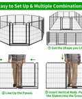 Outdoor Dog Playpen Extra Wide 12 Panel Fence Heavy Duty RustProof Coated with Doors 40 Inch Height assembly instructions
