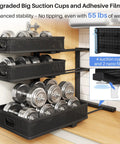 No Sweat Slick 3 Tier Under Sink Organizer Height Adjustable Metal Pull Out Cabinet Shelf With Smooth Glide Design For Zero Hassle Kitchen Pantry Bathroom And Laundry Storage 2 Pack Black with weights on shelves.