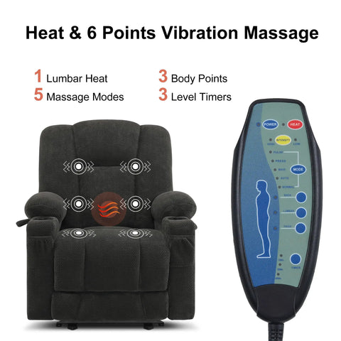 Zero Gravity Power Recliner Chair With Heat And Massage, USB Type C Ports, Cup Holders, And TV Mode, control panel shown