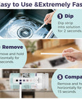 200 Chlorine Test Strips For Food Service Kitchens And Bars 0 To 200 PPM Sanitizer Test Kit For Restaurants Hotels And Food Trucks Easy To Use Fast Accurate Bleach Test Strips Value Pack in use steps