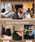 88 Keys Piano Keyboard Dust Cover Stretchy Protective Shield with Elastic Cord Locking Clasp Universal Fit in drawstring bag scenes