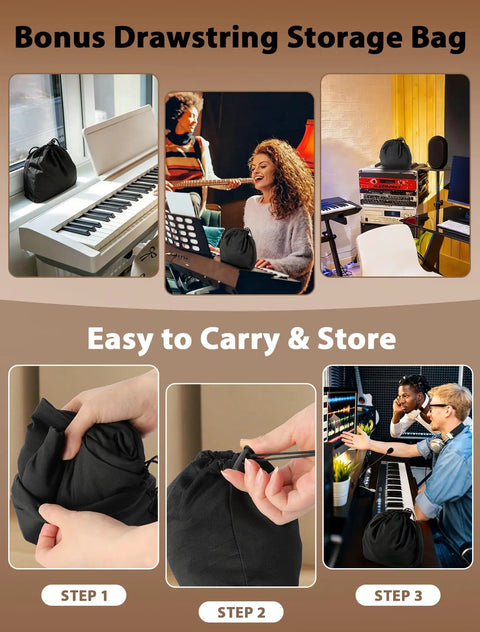 88 Keys Piano Keyboard Dust Cover Stretchy Protective Shield with Elastic Cord Locking Clasp Universal Fit in drawstring bag scenes