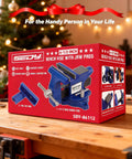 Product box of Heavy Duty Four And A Half Inch Tough As Nails Bench Vise With Multi Jaw Design for woodworking and metalworking.