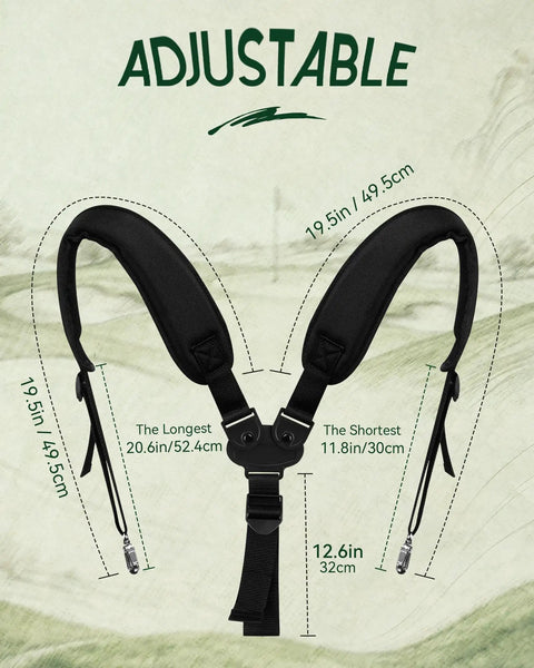 Premium Swivel Golf Bag Strap Replacement with adjustable padded shoulders 19.5in for ultimate comfort on the course.