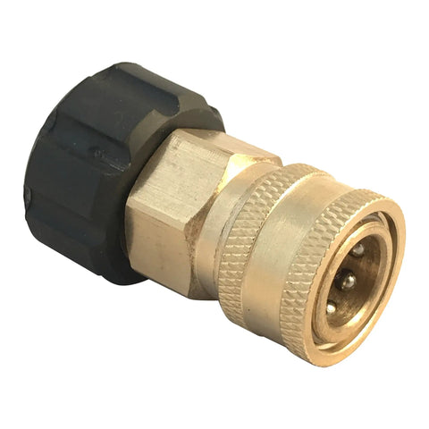 M22 Female To Three Eighths Inch Quick Connect Adapter Brass Fitting for Pressure Washer Hose Gun and Pump Converts Thread On To Quick Release 5000 PSI Max 300F