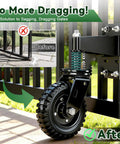 6 Inch Heavy Duty Gate Wheel With 360 Degree Swivel Roller mounted on a fence, demonstrating solution to sagging gates.