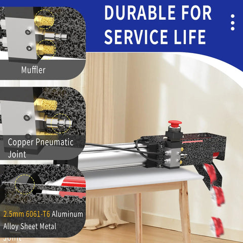 Beast Mode Pneumatic Can Crusher For 12oz To 16oz Cans, Wall Mounted Aluminum Smasher for recycling, showing material details.