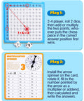 Magnetic Addition And Multiplication Game Board For Kids Ages 8 To 12 with dice and multiplication spinner instructions.