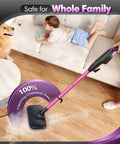Heavy Duty Steam Mop Cleaner With Self Standing Base And Swivel Head High Temp Handheld Steamer For No Sweat Cleaning crumbles on hardwood floor.