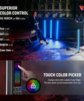 Handheld TL60 RGB Tube Light 20W Full Color LED Video Wand With App 2 4G DMX Control, setup for outdoor shoot, showcasing color control