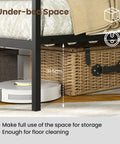 Under-bed space of Full Size Metal Canopy Bed Frame With Modern Four Poster Silhouette And Sleek Headboard Matte Black Finish, 31.5cm height.