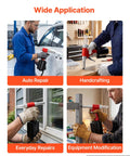 Pneumatic Rivet Gun Kit With Four Nosepieces 3/32 Inch 1/8 Inch 5/32 Inch And 3/16 Inch For Flexible Riveting In Metal Fabrication Automotive And Construction Projects Built For Real World Jobs Lightweight Durable And Easy To Use in auto repair, handcrafting, window repair, equipment modification