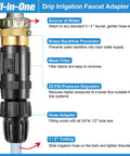 Drip Irrigation Faucet Adapter Kit With 25 PSI Water Pressure Regulator Backflow Preventer And Filter One Half Inch Tubing