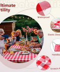 Picnic Table Cover With Bench Covers And Bag Red Waterproof Heavy Duty Vinyl 72 By 30 Inches With Elastic Edges 3 Pack